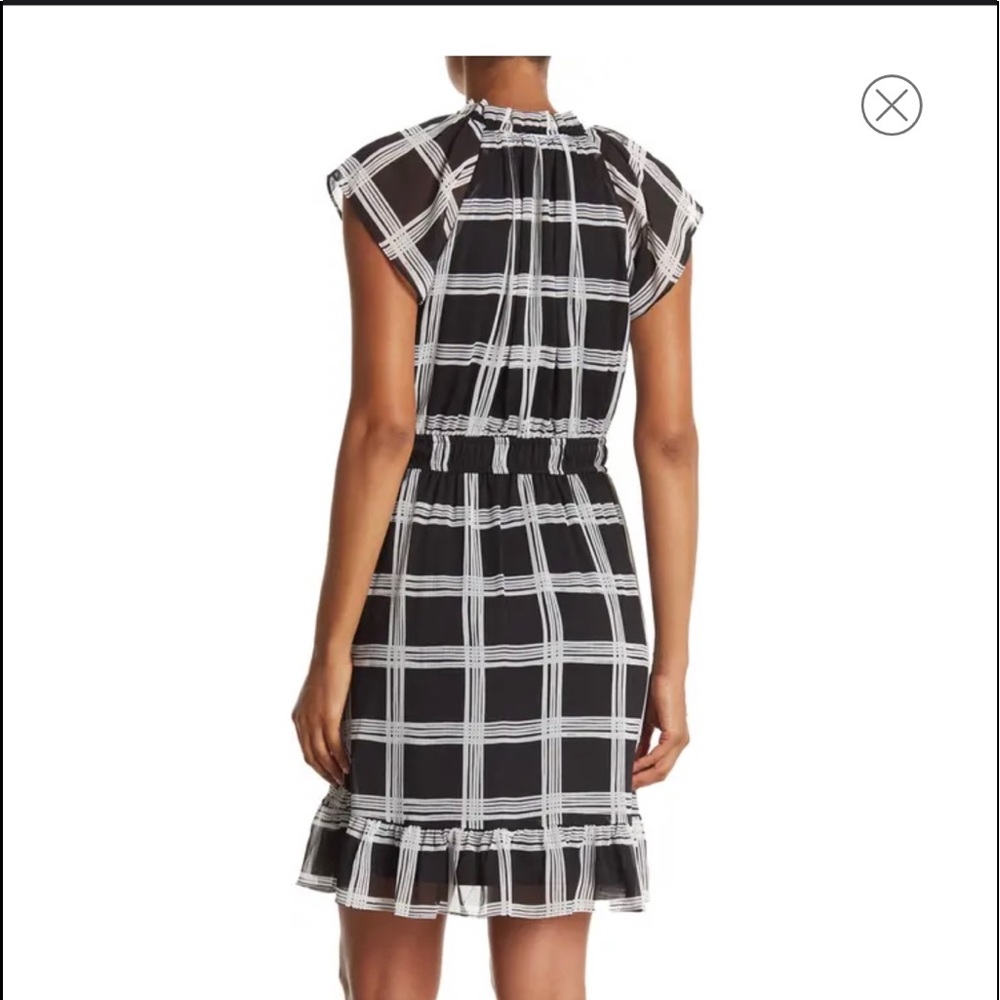 London Times Grid Strokes Plaid Ruffle Hem Dress - Picture 2 of 3